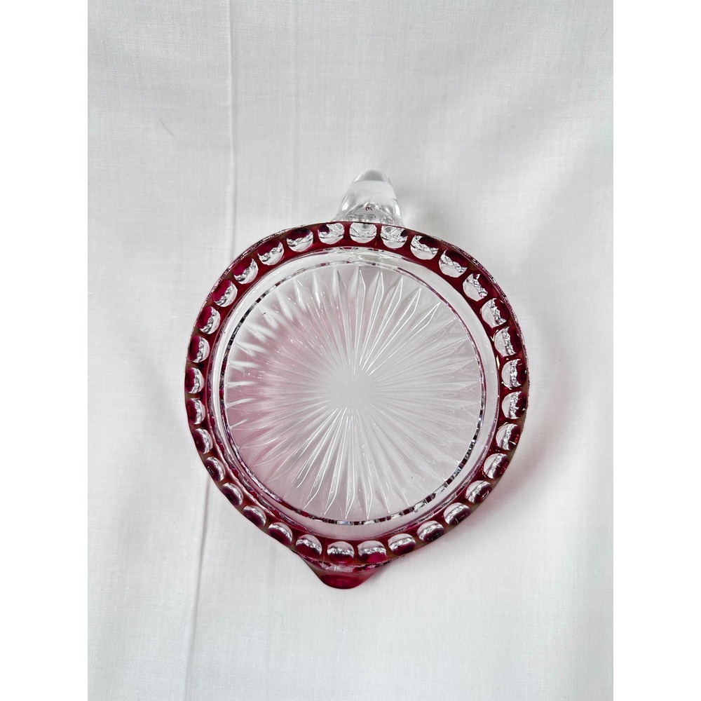 Westmoreland Ruby Red Waterford‎ 5" Heart Shaped Bonbon Nappy Glass Dish Handle - Picture 10 of 14